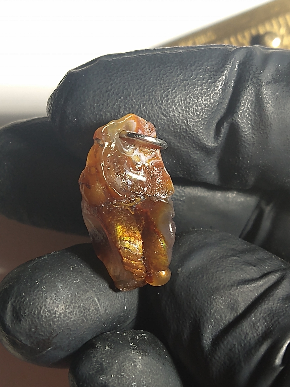 Fire Agate Pendant With Iridescence
